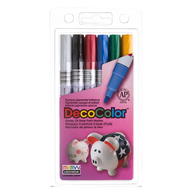 Marvy Uchida® DecoColor® Paint Markers, Fine Tip, 200-S, Primary Colors, Set of 6