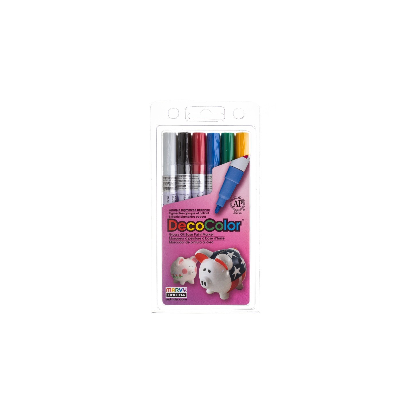 Marvy Uchida® DecoColor® Paint Markers, Fine Tip, 200-S, Primary Colors, Set of 6