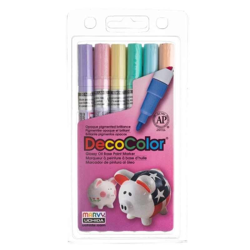 Marvy Uchida® DecoColor® Paint Markers, Fine Tip, 200-S, Pastel Colors, Set of 6