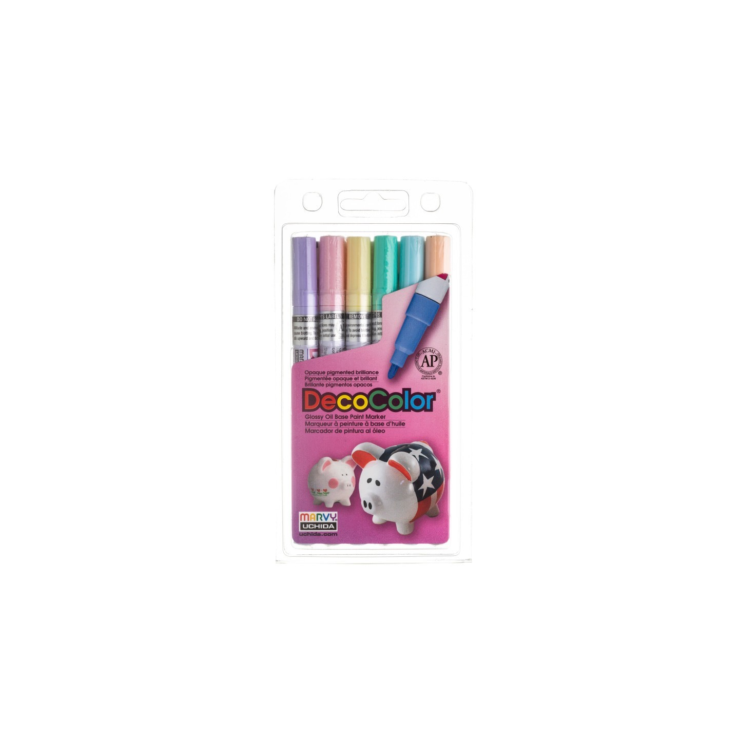 Marvy Uchida® DecoColor® Paint Markers, Fine Tip, 200-S, Pastel Colors, Set of 6