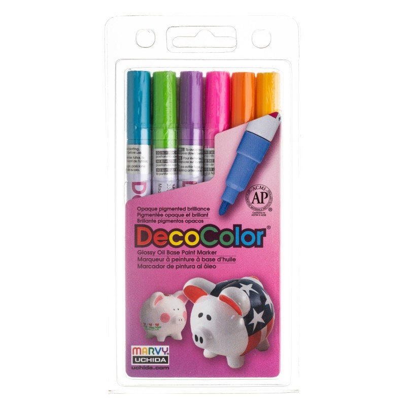 Marvy Uchida® DecoColor® Paint Markers, Fine Tip, 200-S, Hot Colors, Set of 6