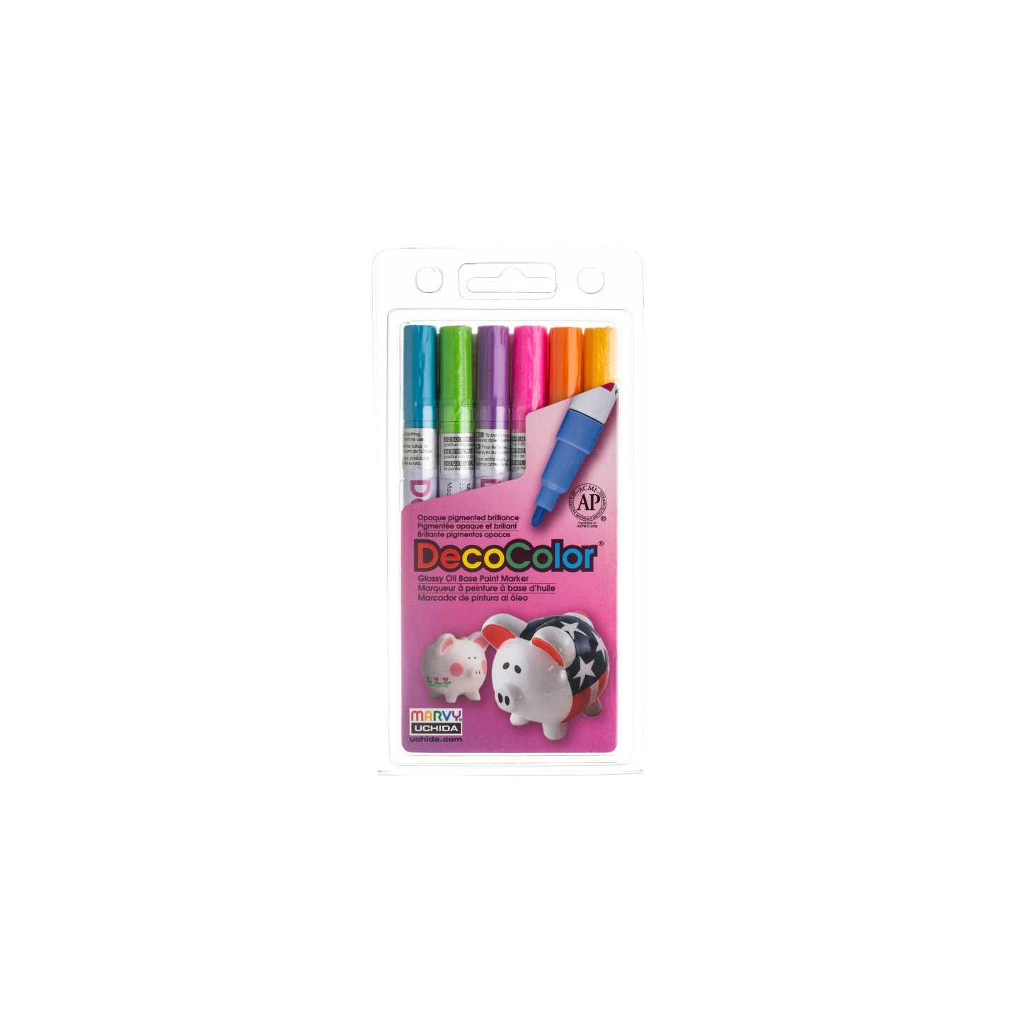 Marvy Uchida® DecoColor® Paint Markers, Fine Tip, 200-S, Hot Colors, Set of 6