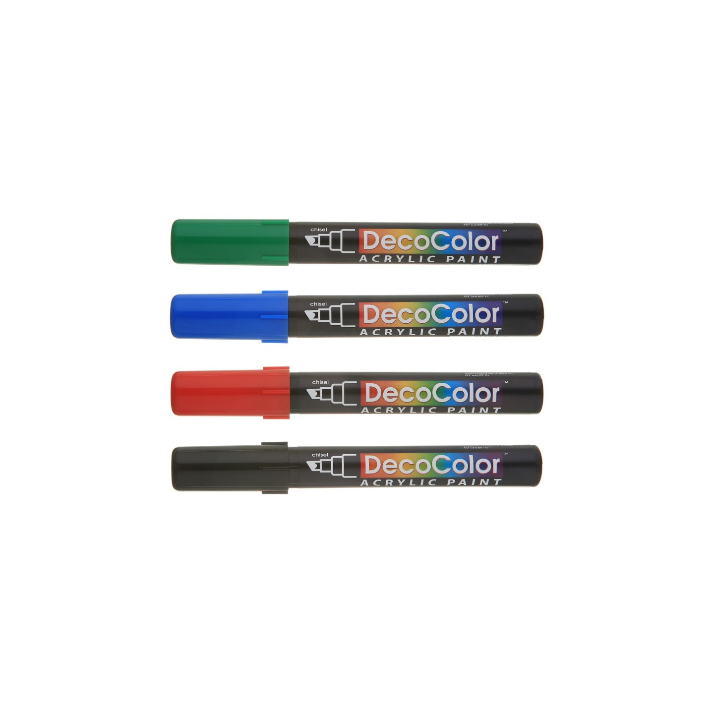 Marvy Uchida® DecoColor® Acrylic Paint Markers, 315-S, Chisel Tip, Primary Colors, Set of 4