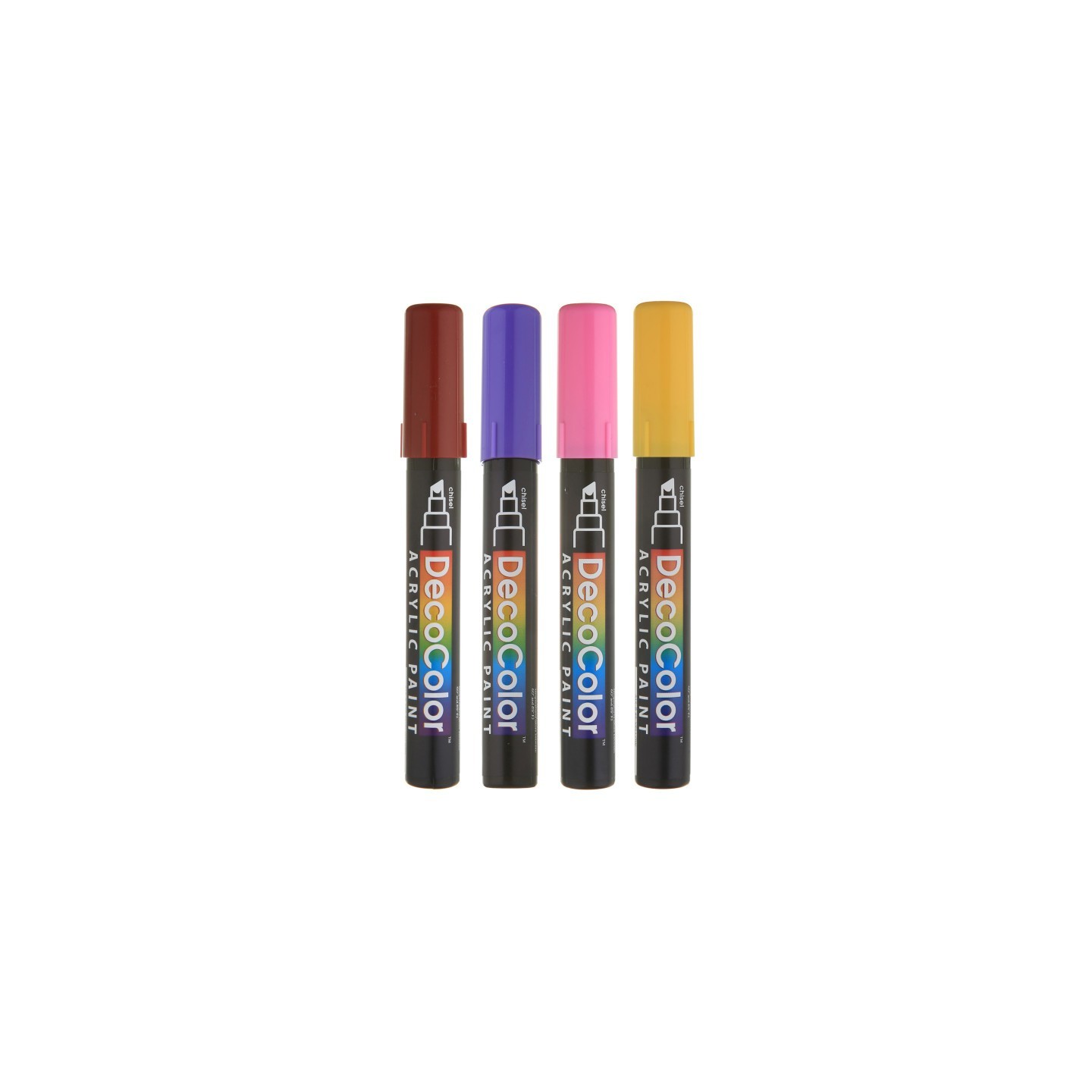 Marvy Uchida® DecoColor® Acrylic Paint Markers, 315-S, Chisel Tip, Bright Colors, Set of 4