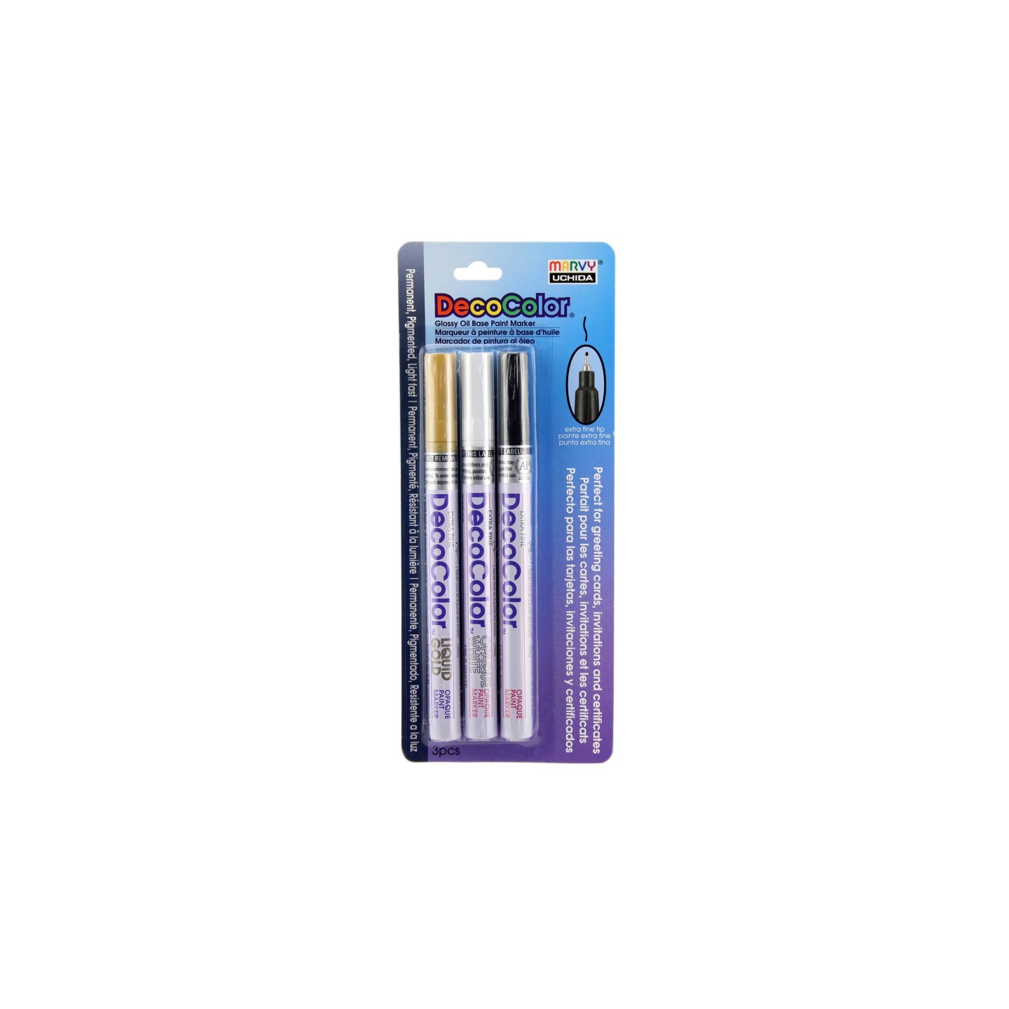 Marvy Uchida® DecoColor® Paint Markers, Extra Fine Tip, 1234-3B, Classic Colors, Set of 3