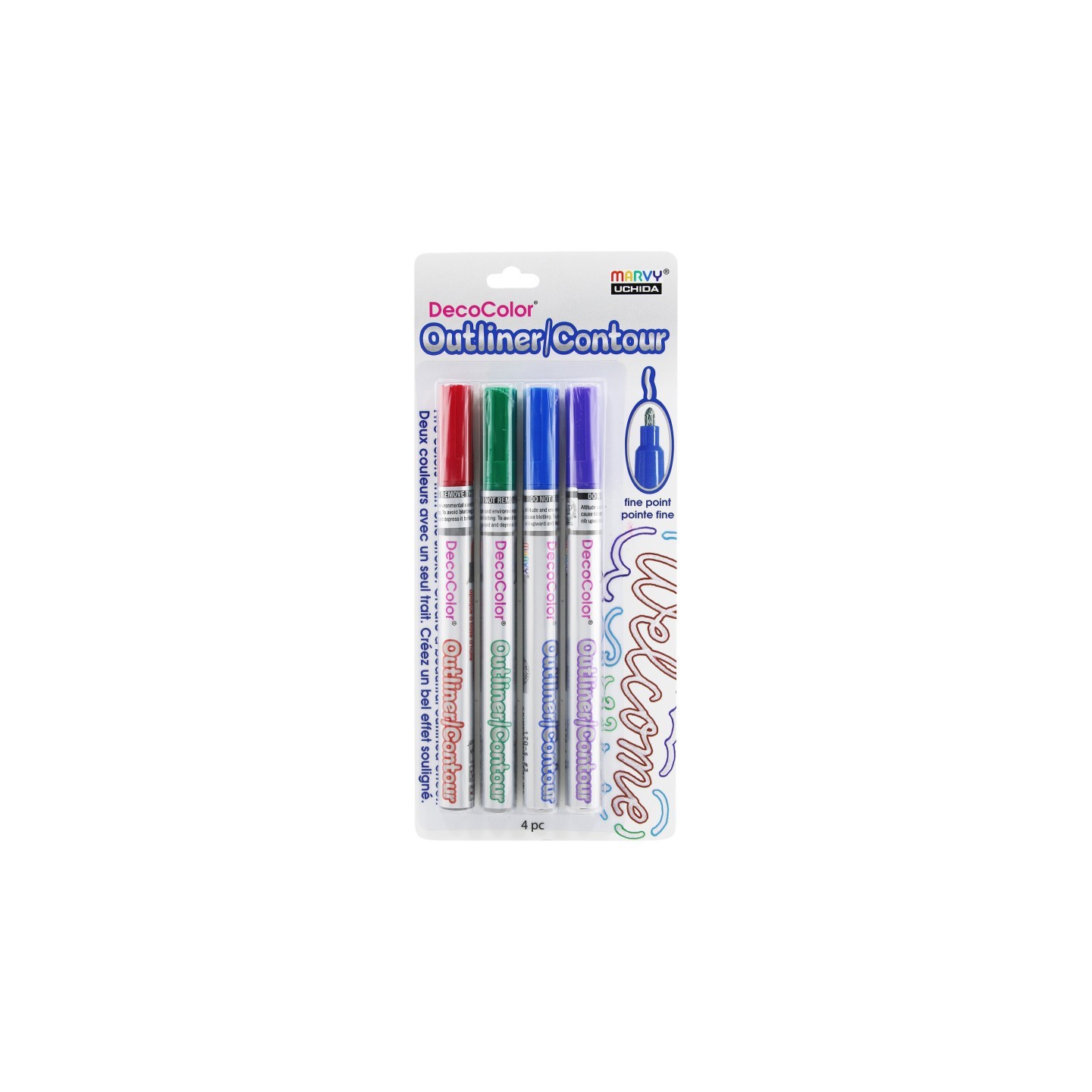 Marvy Uchida® DecoColor® Outliner Oil-Based Fine Point Marker, Pack o f 4