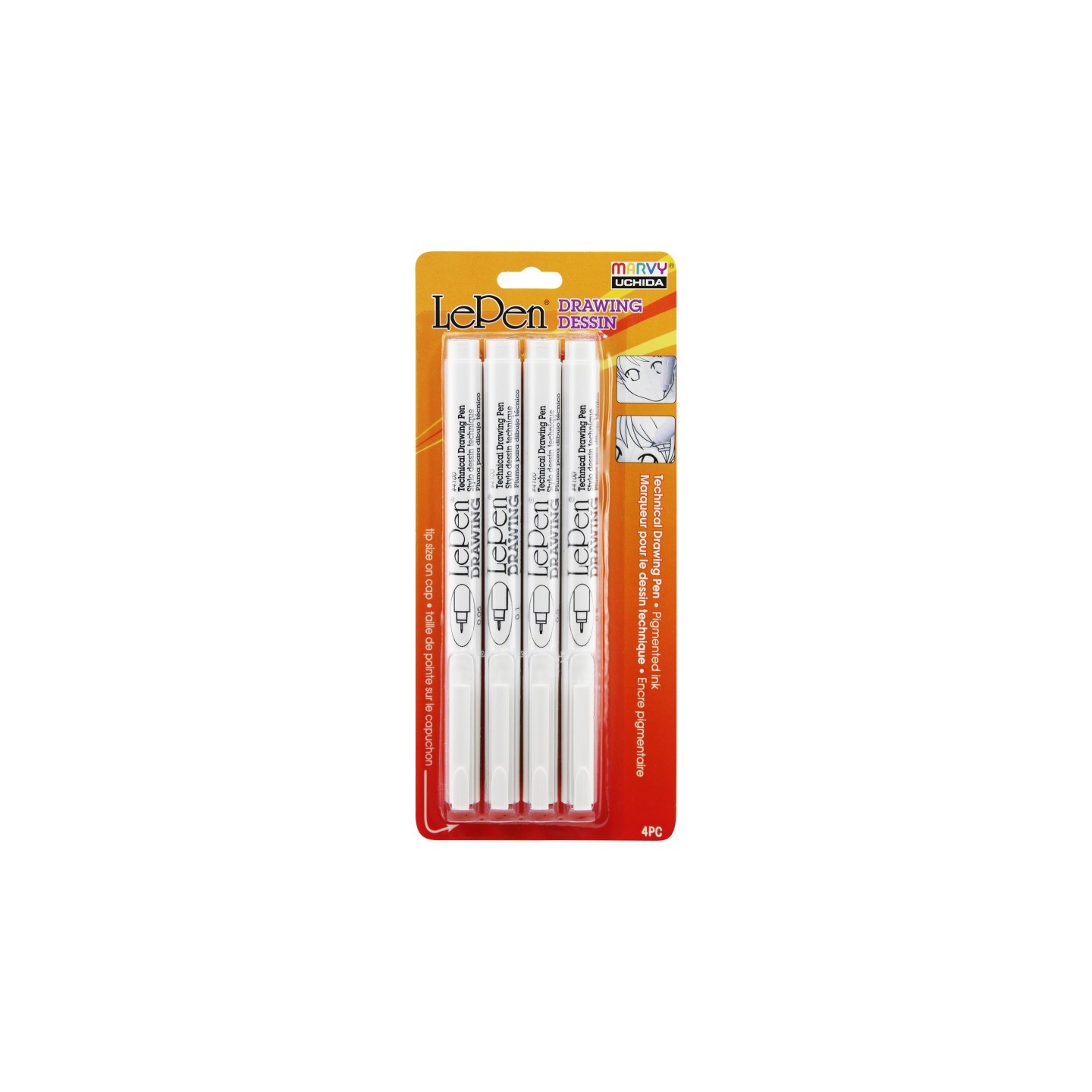 Marvy Uchida® LePen® Drawing Pens, Pack of 4