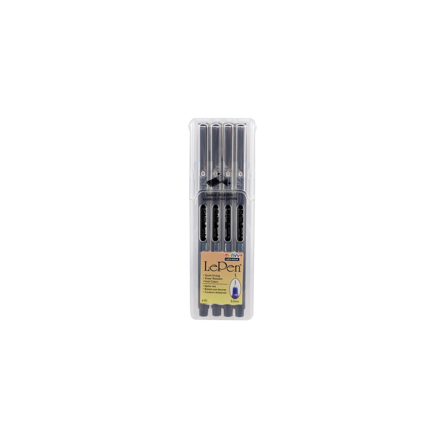 Marvy Uchida® Le Pen® Drawing Pens, Black, 0.3 mm Tip, Set of 4