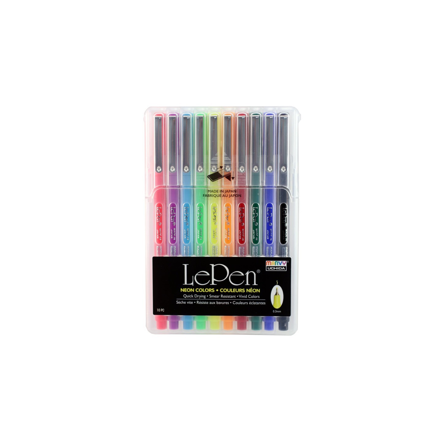 Marvy Uchida® LePen® Micro-Fine Point Pen, Neon, 10 Colors
