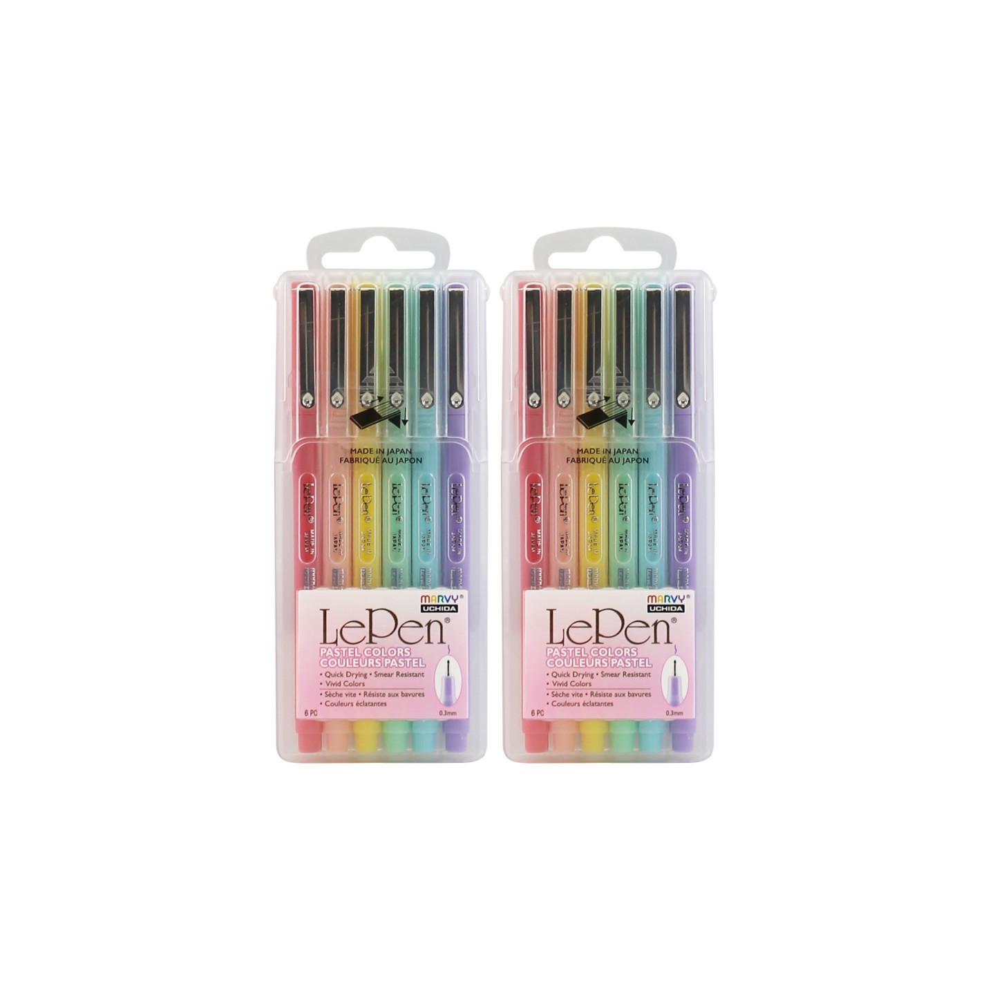 Marvy Uchida® LePen® Micro-Fine Point Pen, Pastel, 6 Per Pack, 2 Packs