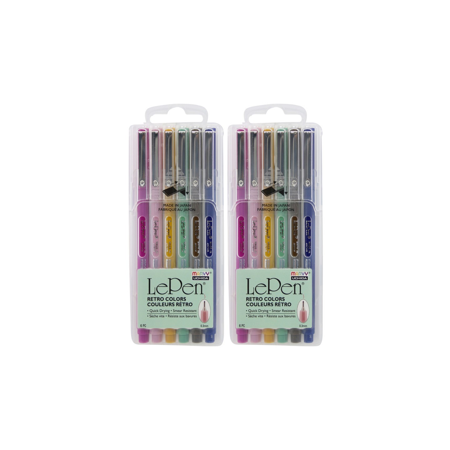 Marvy Uchida® LePen® Micro-Fine Point Pen, Retro, 6 Per Pack, 2 Packs