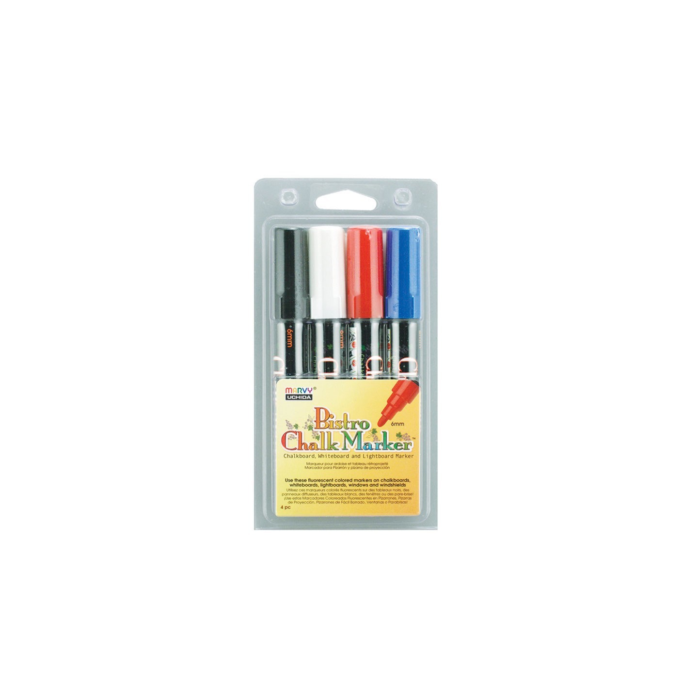 Marvy Uchida® Broad Point Chalk Marker Broad Tip Set 4C, Basic Colors, Pack of 4