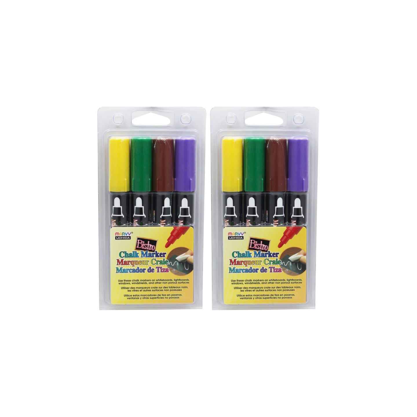 Marvy Uchida® Broad Point Chalk Marker Broad Tip Set 4D, 4 Per Pack, 2 Packs