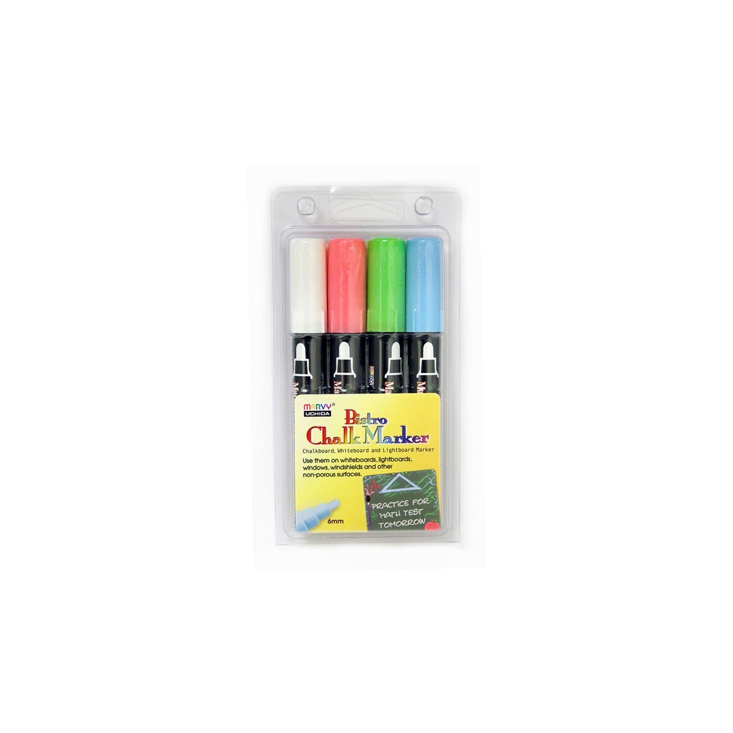 Marvy Uchida® Broad Point Chalk Marker Broad Tip Set 4ED, Fluorescent Red, Blue, Green, White