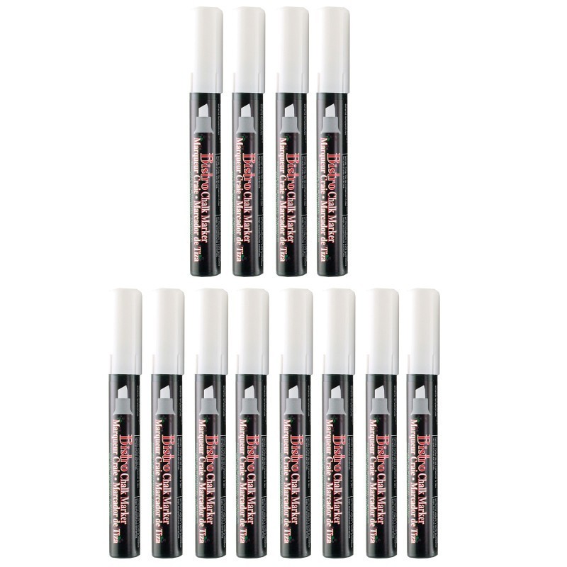 Marvy Uchida® Bistro Chisel Tip Chalk Marker, White, Pack of 12