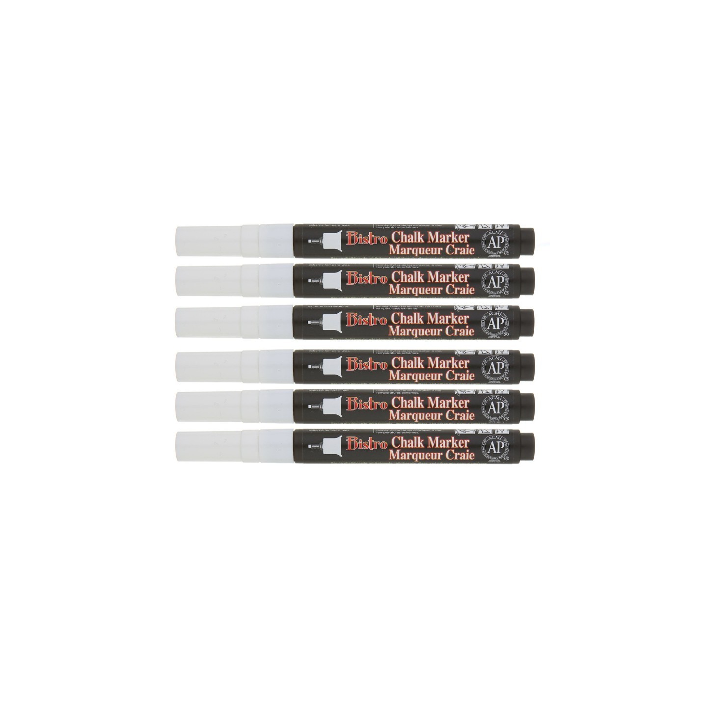 Marvy Uchida® Bistro Single White Marker, Extra Fine Tip, Pack of 6