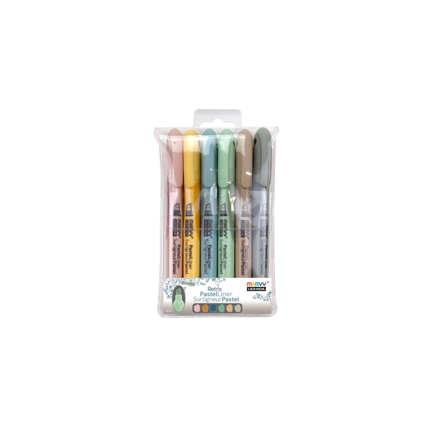 Marvy Uchida® Retro Pastel Liner Markers, Chisel Tip, Set of 7