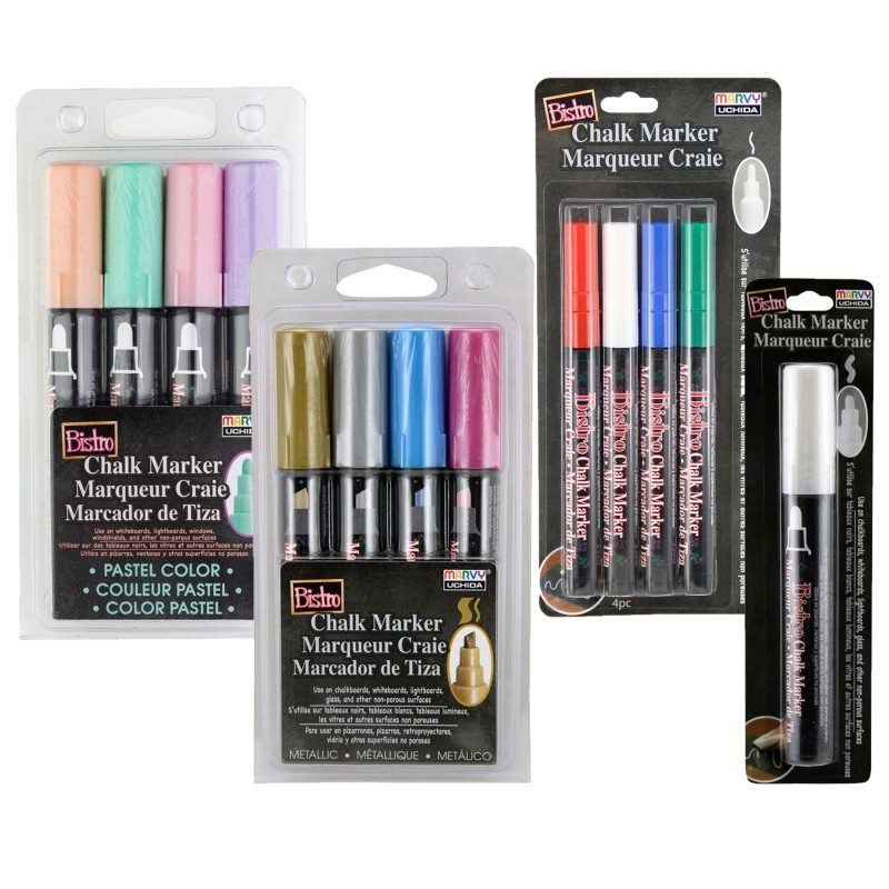 Marvy Uchida® Bistro Chalk Markers, Chisel, Fine & Broad Tip, 13 Color Set