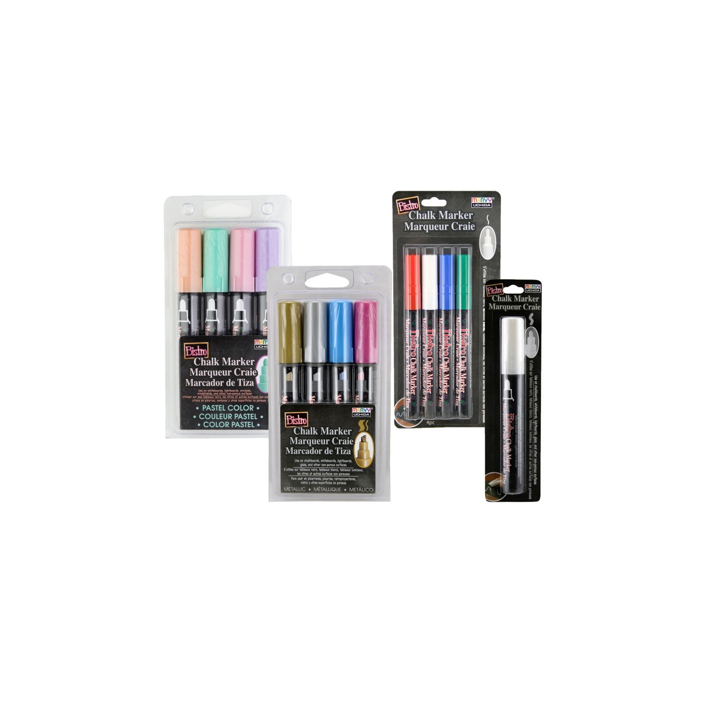 Marvy Uchida® Bistro Chalk Markers, Chisel, Fine & Broad Tip, 13 Color Set
