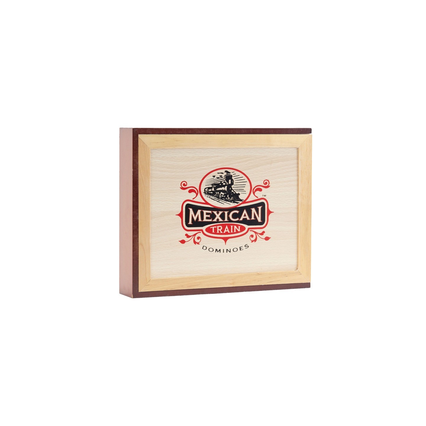 University Games Mexican Train Dominoes in Wooden Case