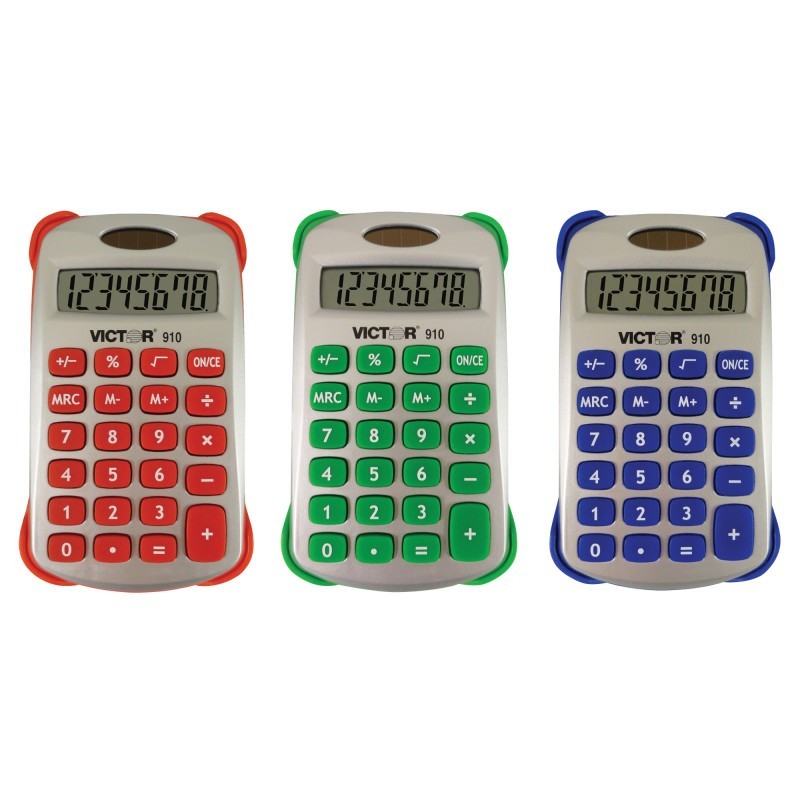 Victor 8 Digit Handheld Calculator with Cover in Bright Colors