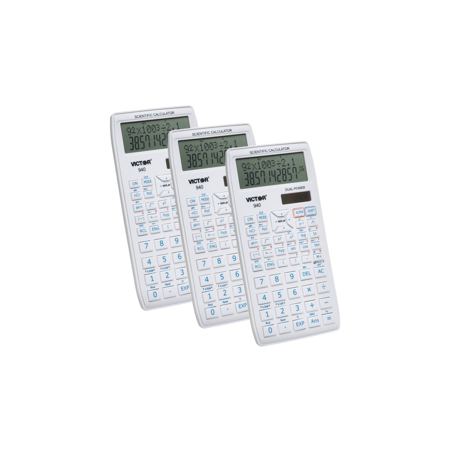 Victor Scientific Calculator with 2 Line Display, Pack of 3