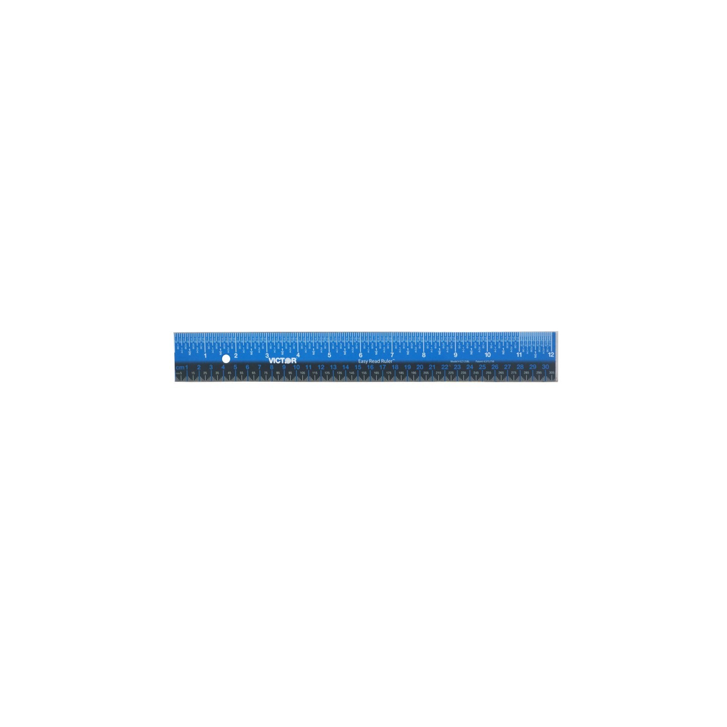 Victor Easy Read™ Ruler, Stainless Steel, Blue/Black, 12"