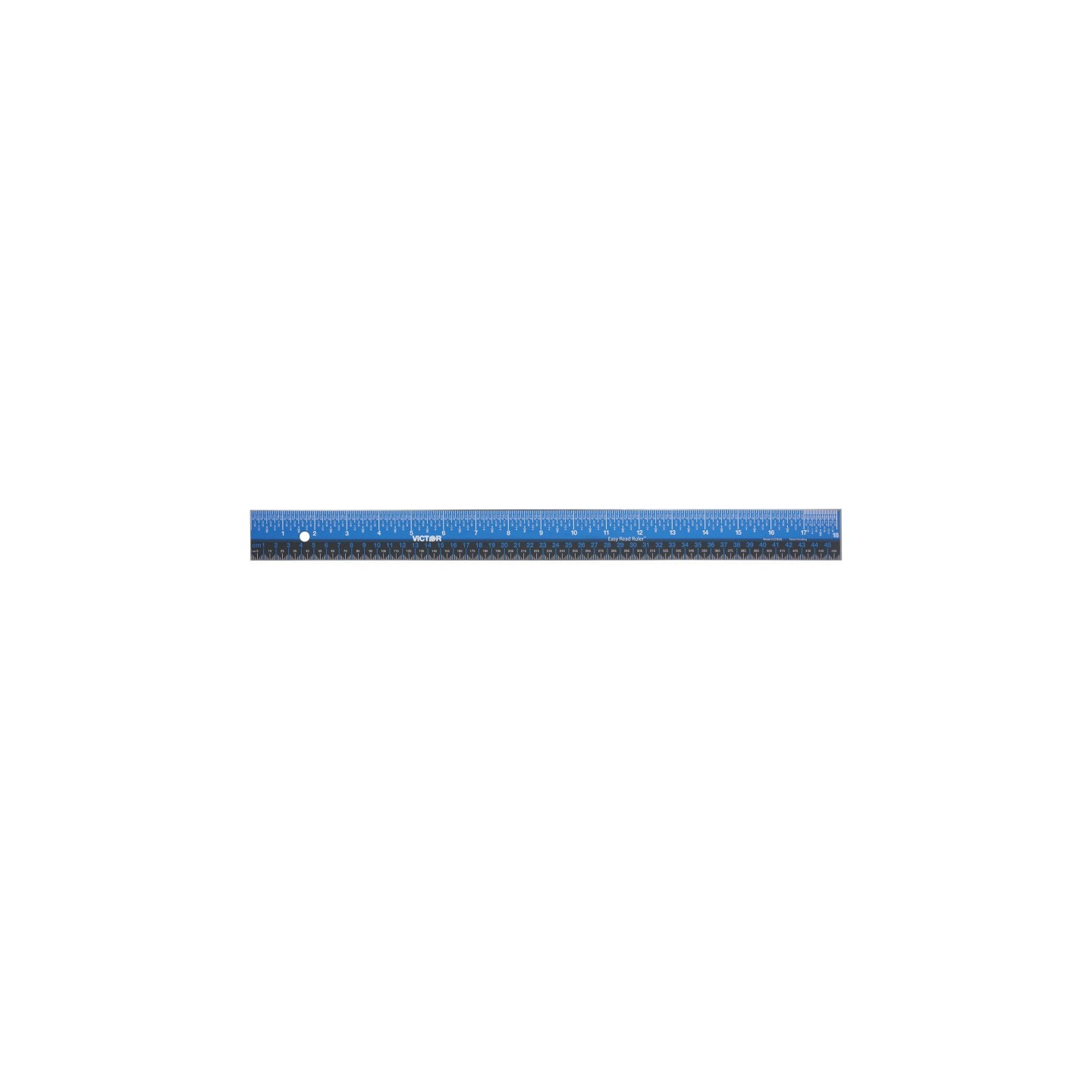 Victor Easy Read™ Ruler, Stainless Steel, Blue/Black, 18"