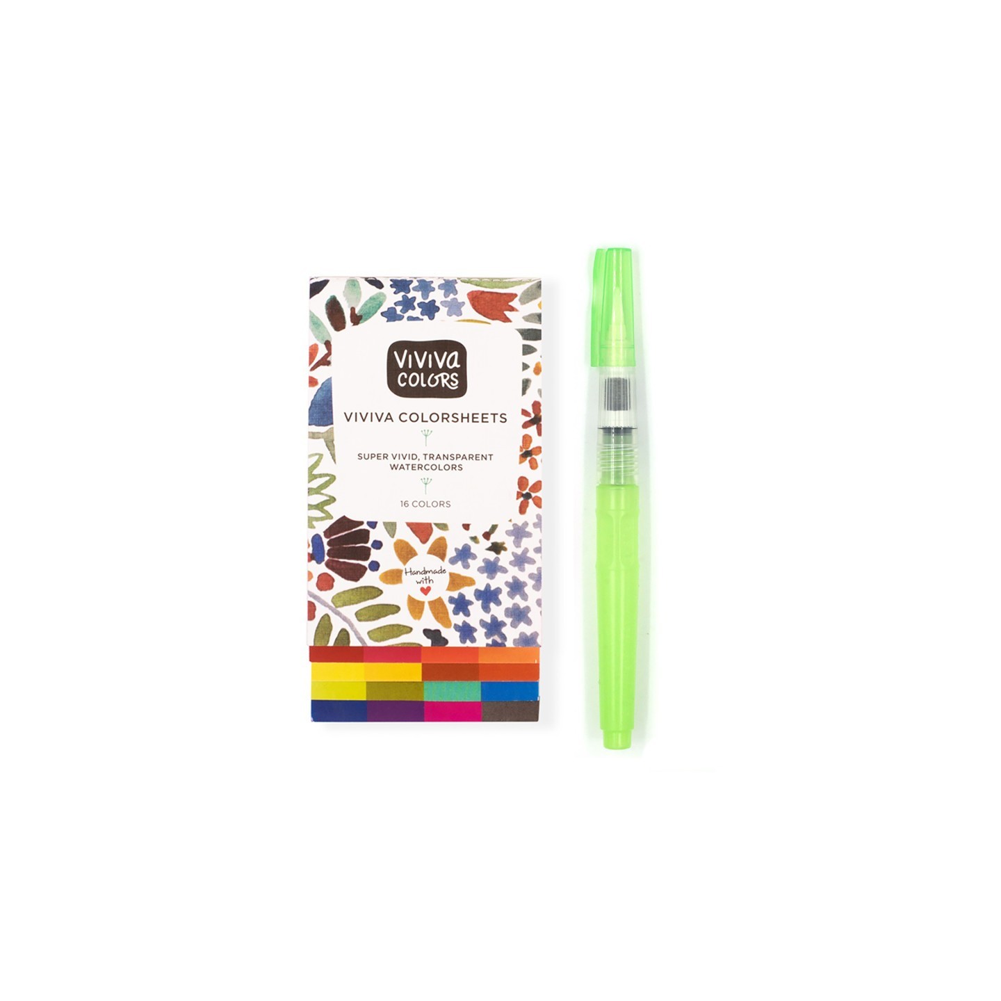 Viviva Watercolor Paint Colorsheets Sketcher Set, 16 Original Colors & Waterbrush