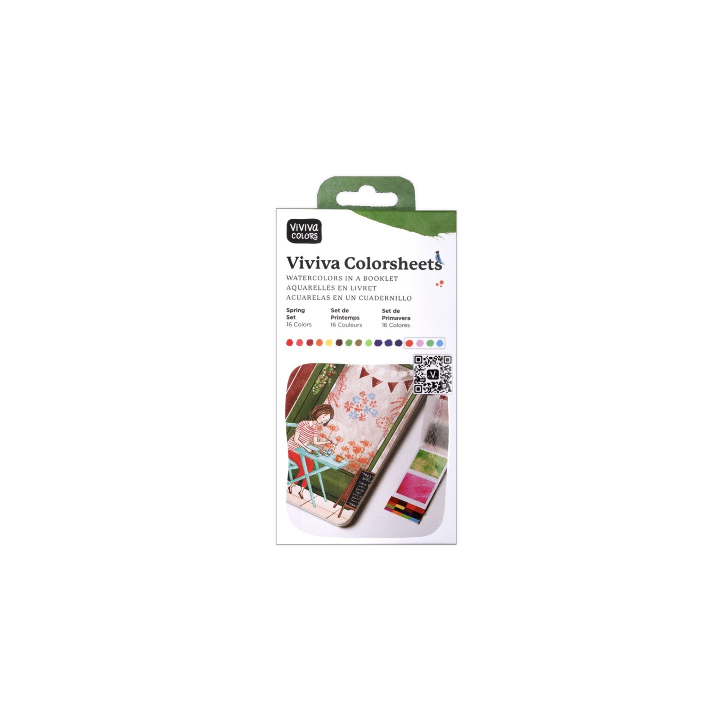 Viviva Watercolor Paint Colorsheets, 16 Spring Colors