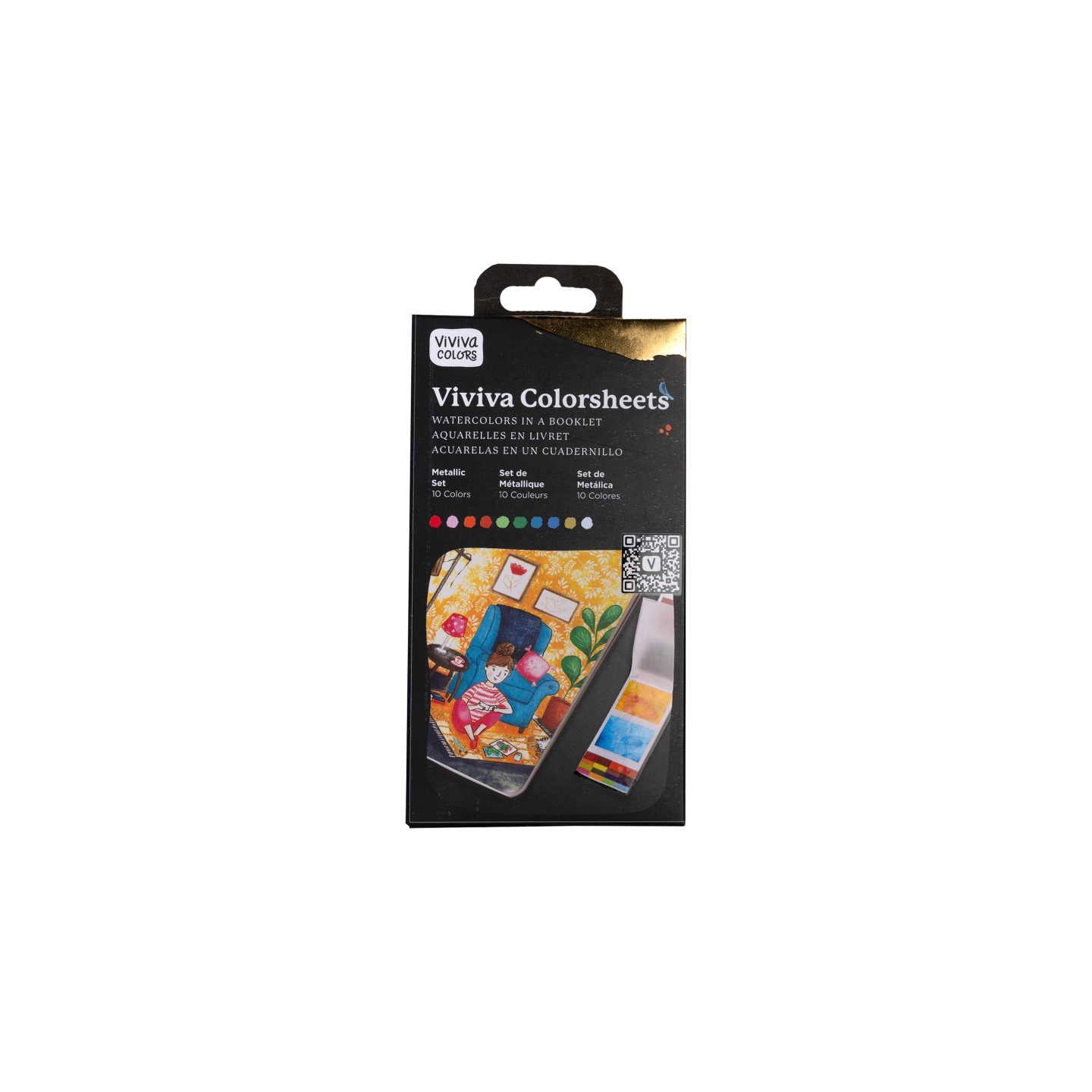 Viviva Watercolor Paint Colorsheets, 10 Metallic Colors