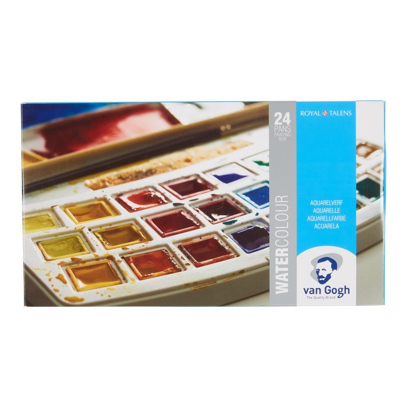 Van Gogh Watercolor Plastic Pocket Box, 24 Pan General Selection