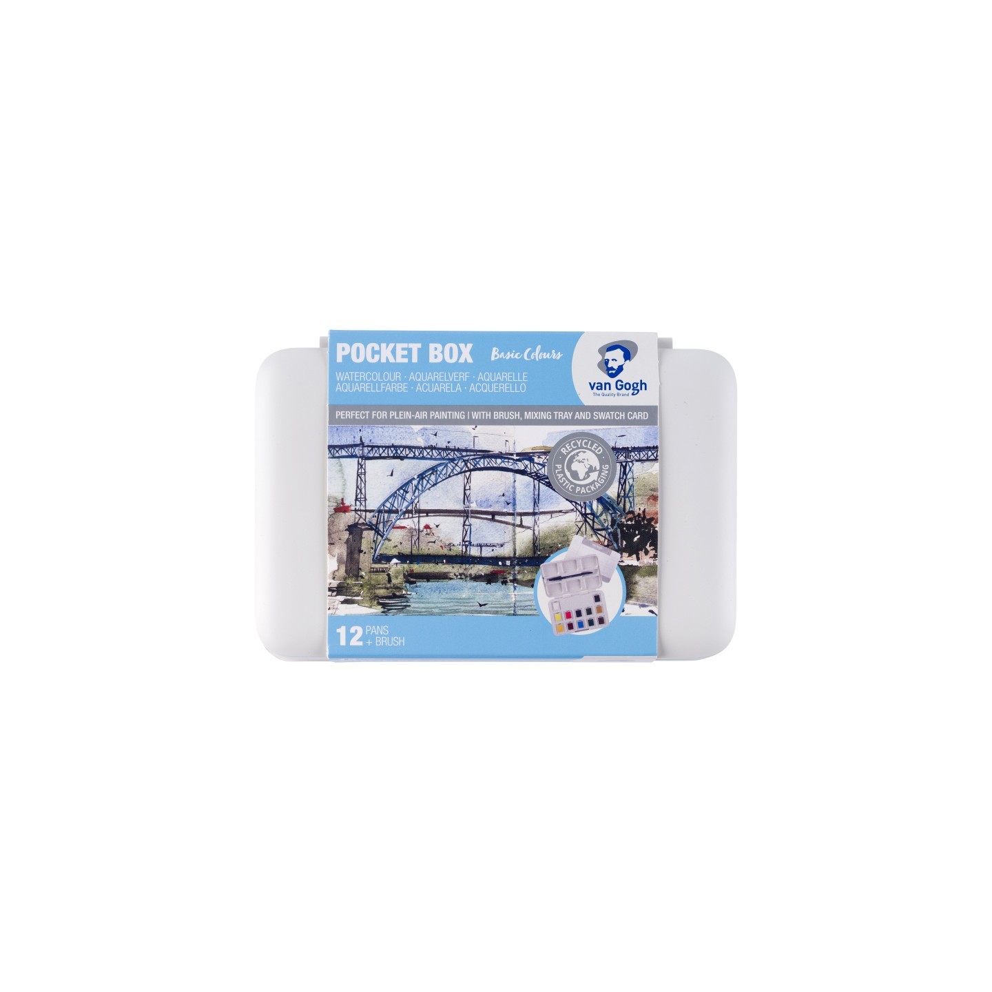 Van Gogh Watercolor Plastic Pocket Box, 12 Pan General Selection