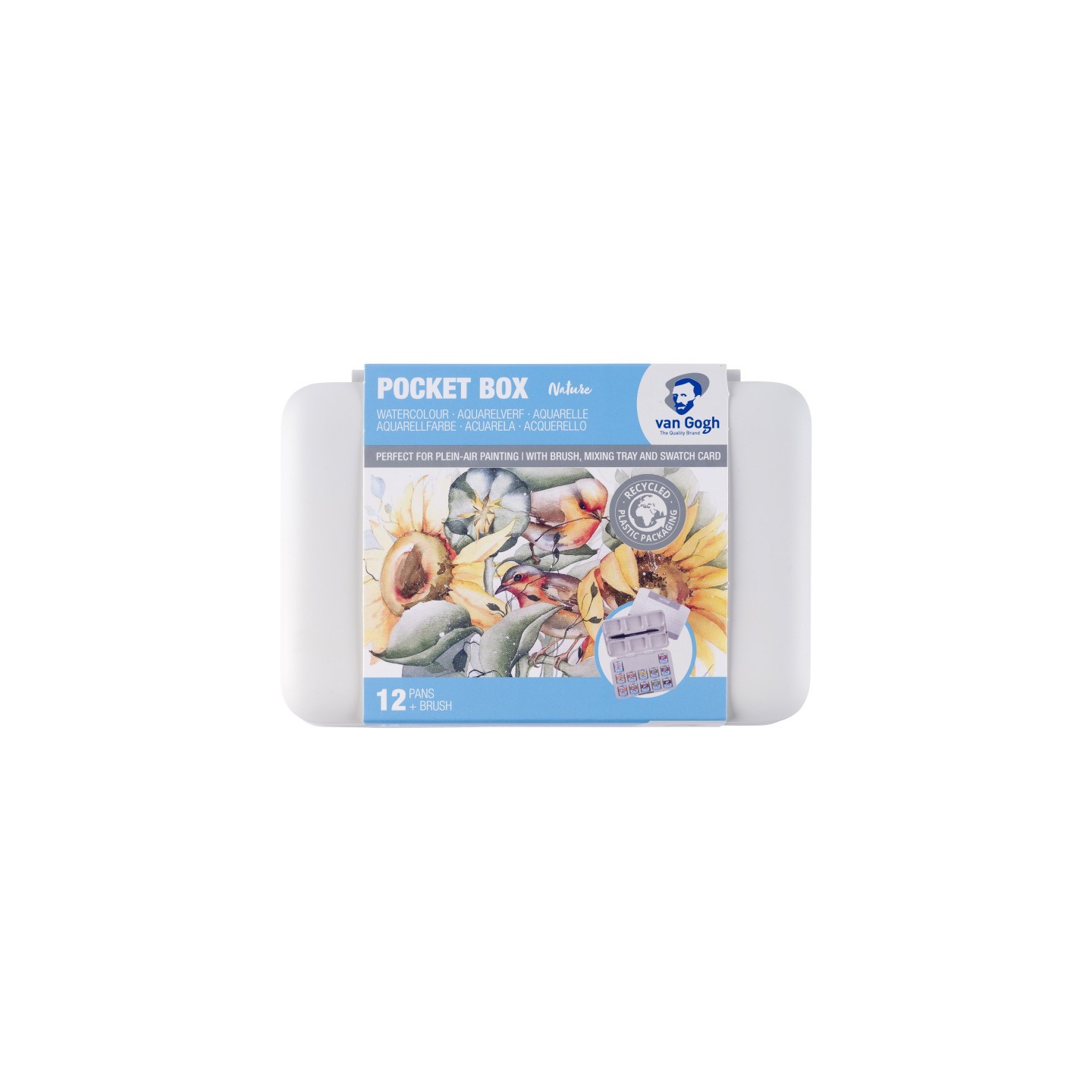 Van Gogh Watercolor Plastic Pocket Box, 12 Pan Shades Of Nature Selection