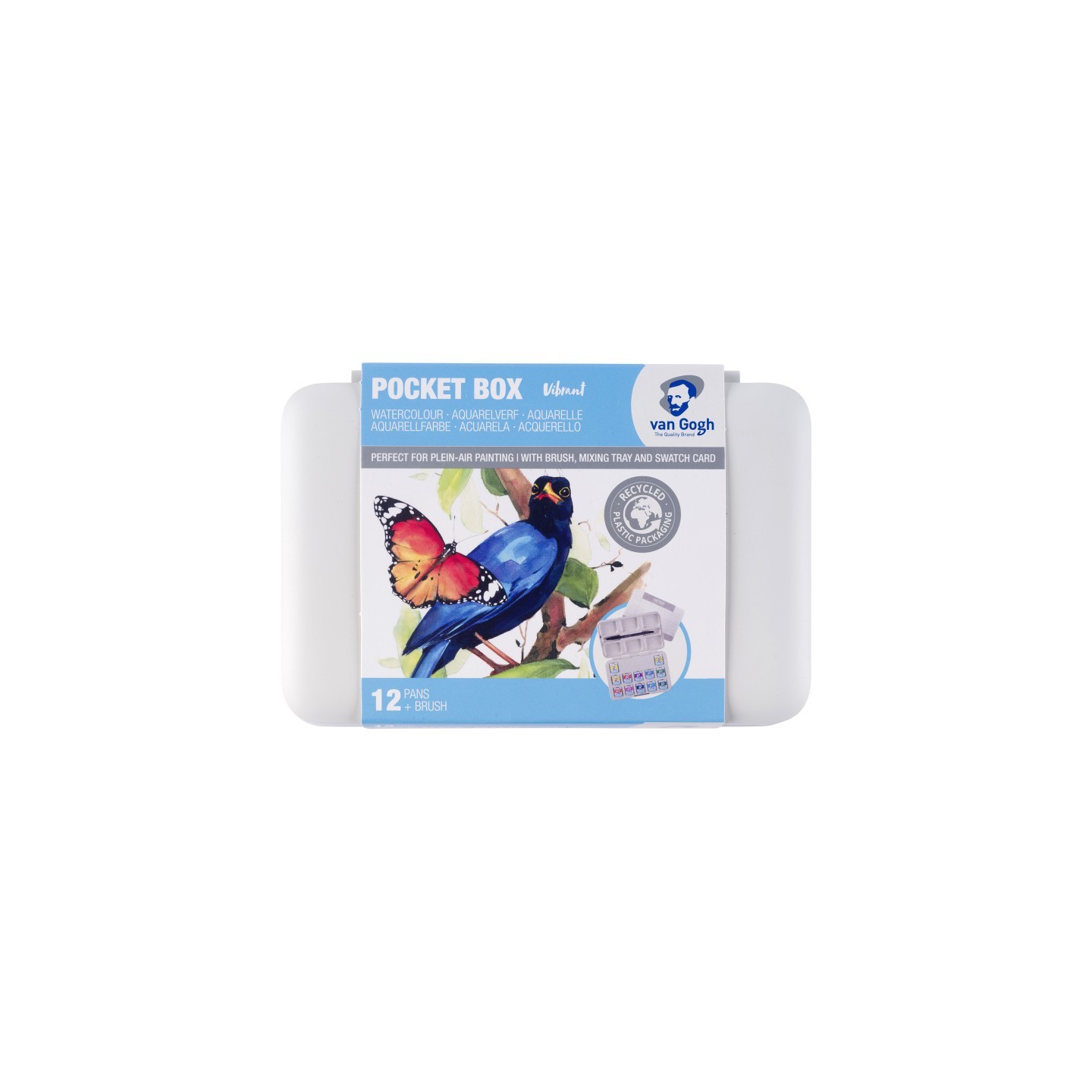 Van Gogh Watercolor Plastic Pocket Box, 12 Pan Vibrant Color Selection