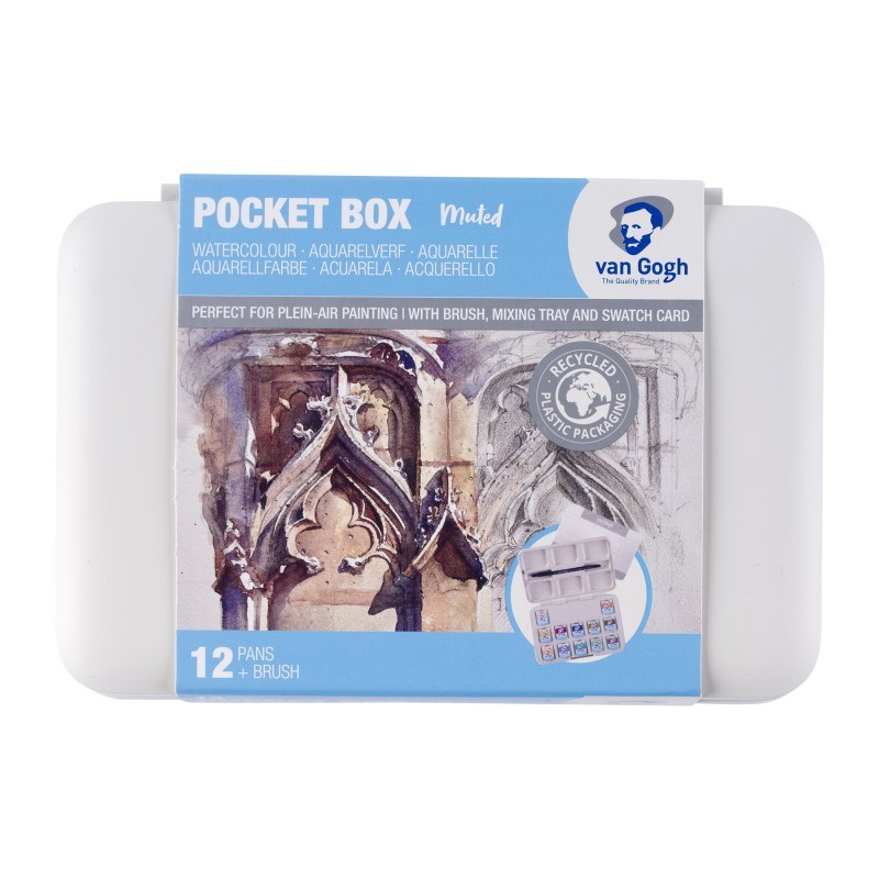 Van Gogh Watercolor Plastic Pocket Box, 12 Pan Muted Color Selection
