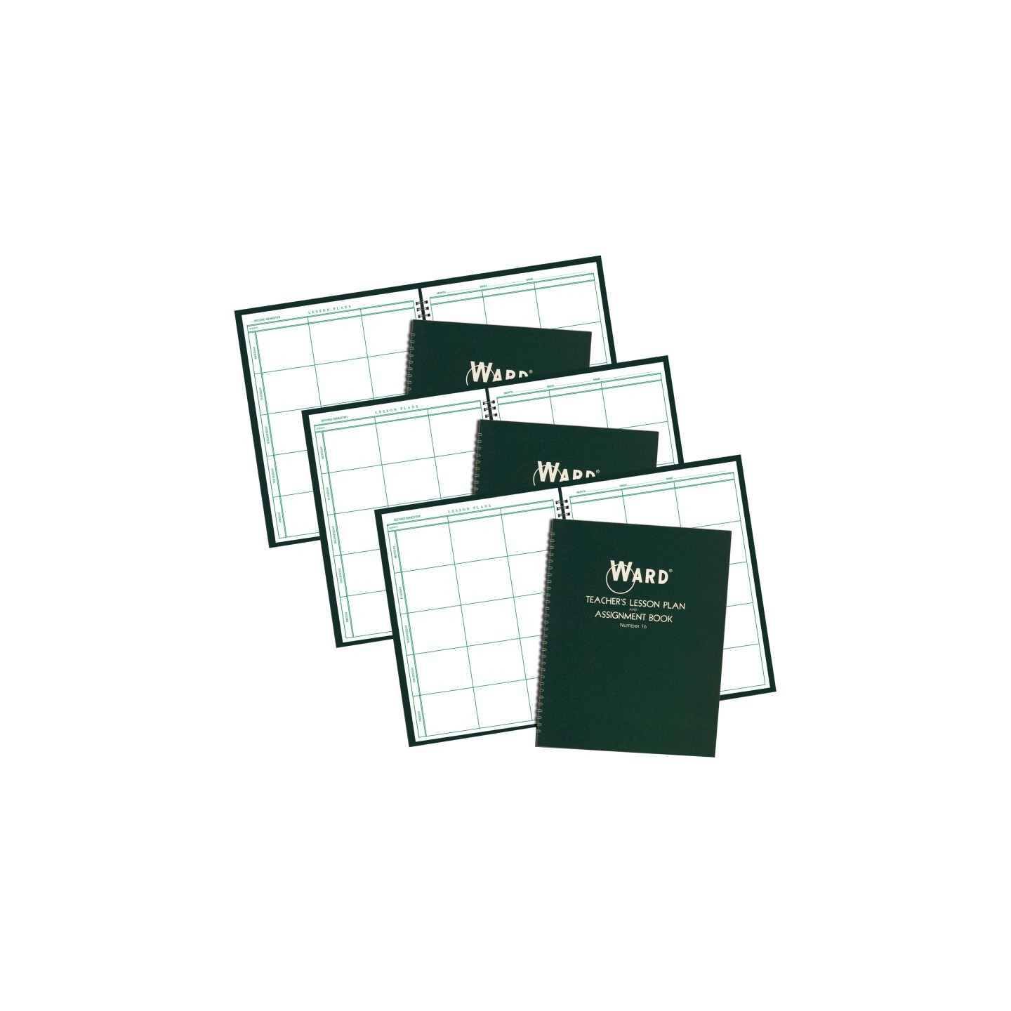 WARD® Teacher Lesson Plan/Assignment Book, 6 Period, 44 Weeks, Pack of 3