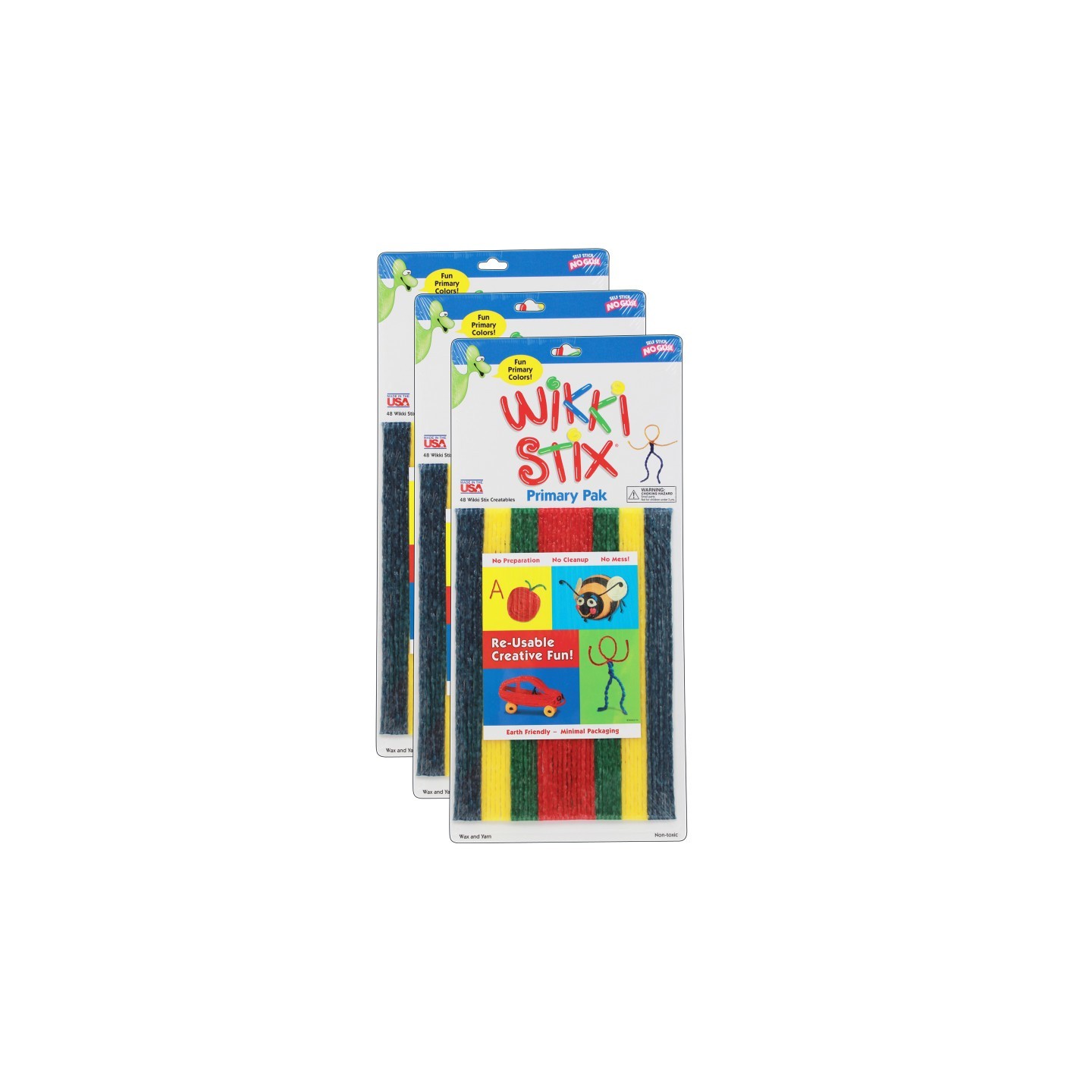Wikki Stix® Wikki Stix®, Primary Colors, 8", 48 Per Pack, 3 Packs