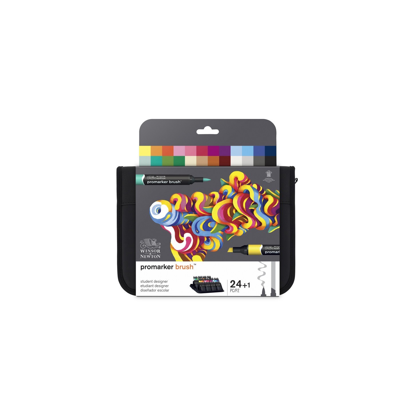 Winsor & Newton Promarker™ Brush Student Designer Zipper Wallet, Assorted Colors, Set of 24