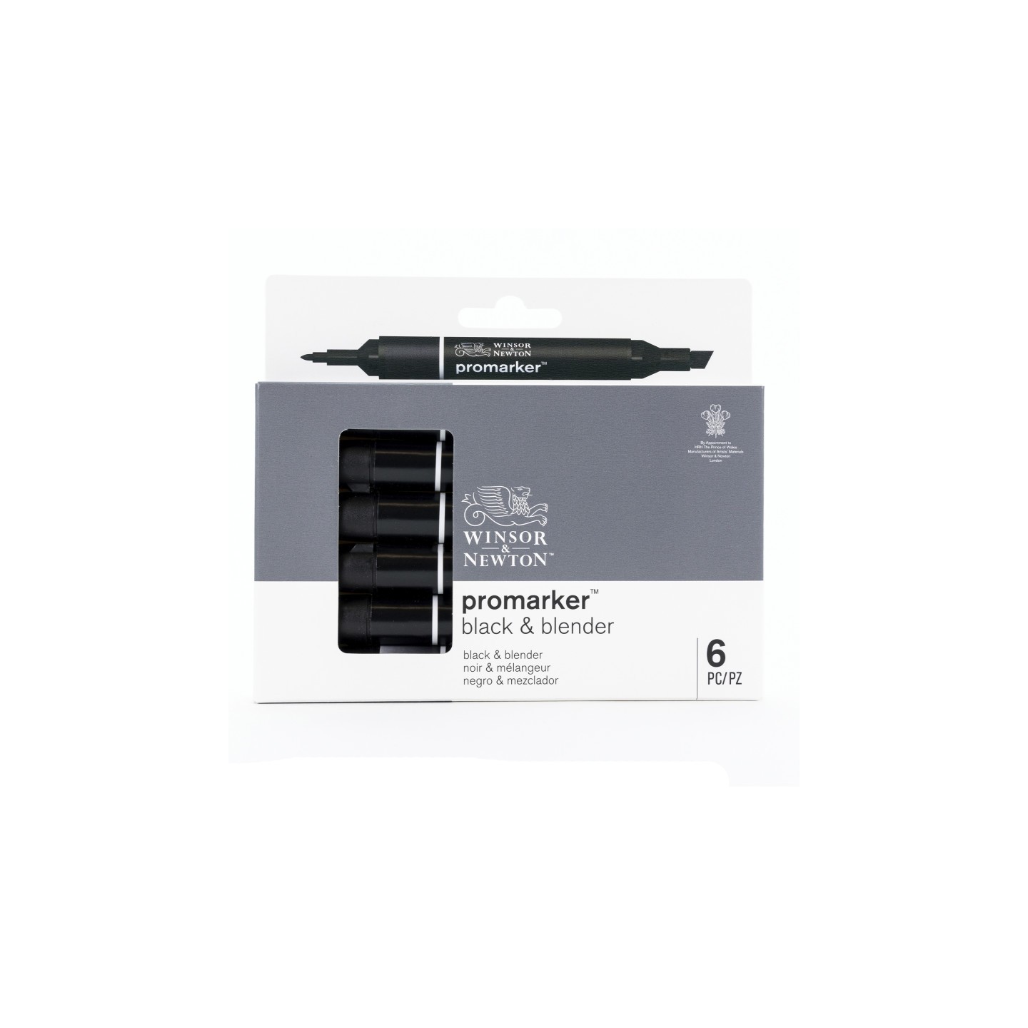 Winsor & Newton Promarker™, Black/Blender, Set of 6