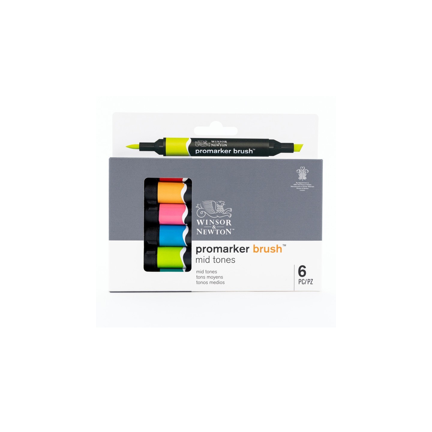 Winsor & Newton Promarker™ Brush, Mid Tones, Set of 6