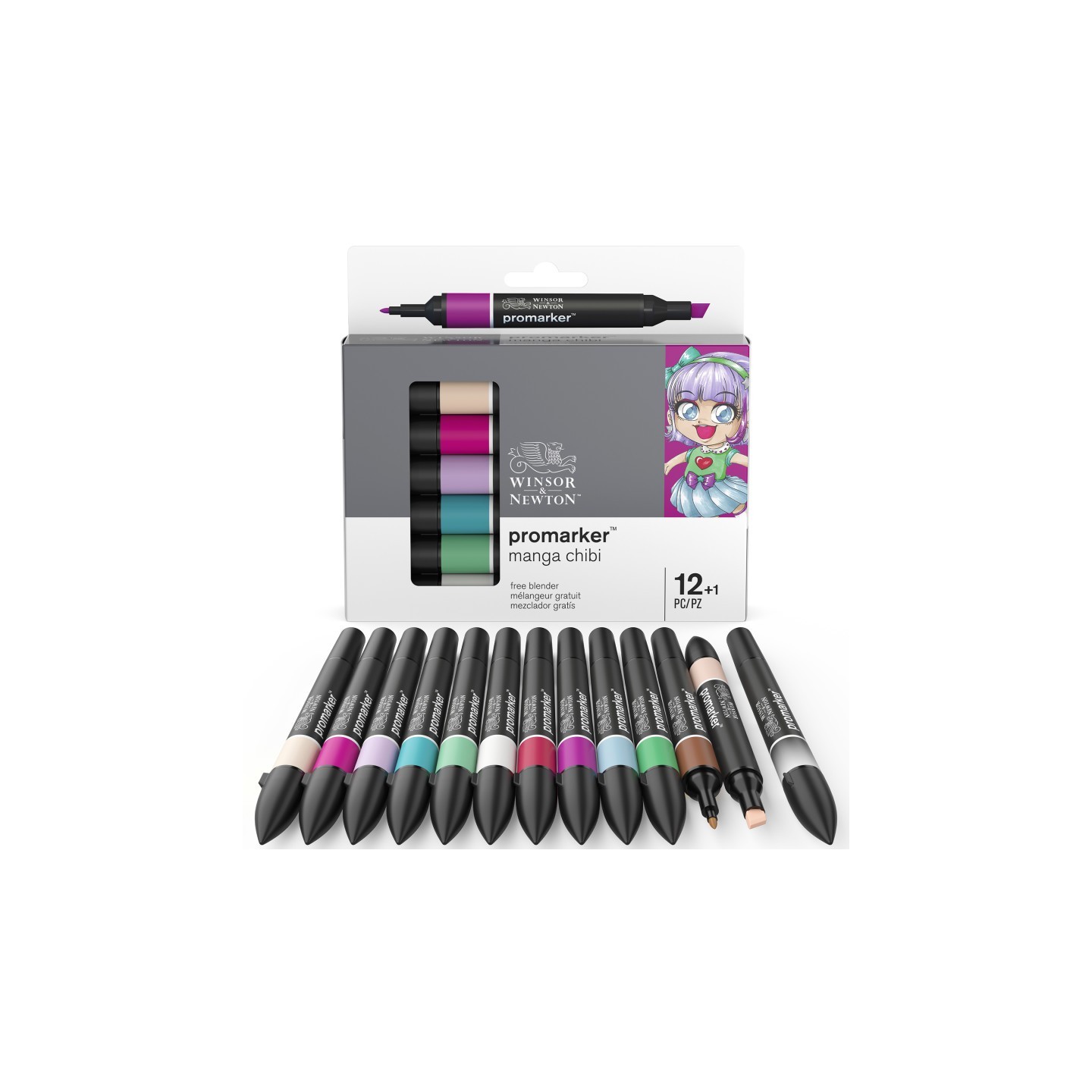Winsor & Newton Promarker™, Manga Chibi Colors, Set of 12+1