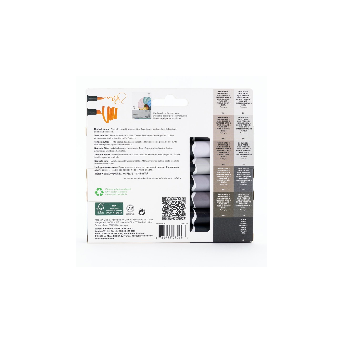 Winsor & Newton Promarker™ Brush, Neutral Gray Tones, Set of 12+1