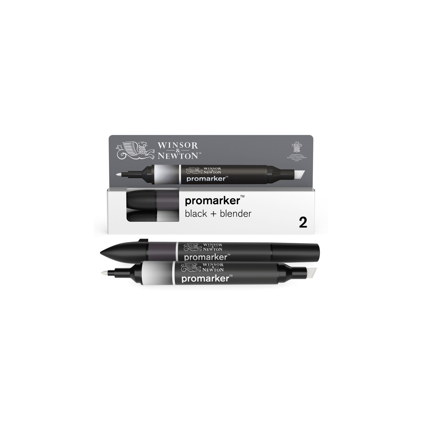 Winsor & Newton Promarker™ Black + Blender, Set of 2