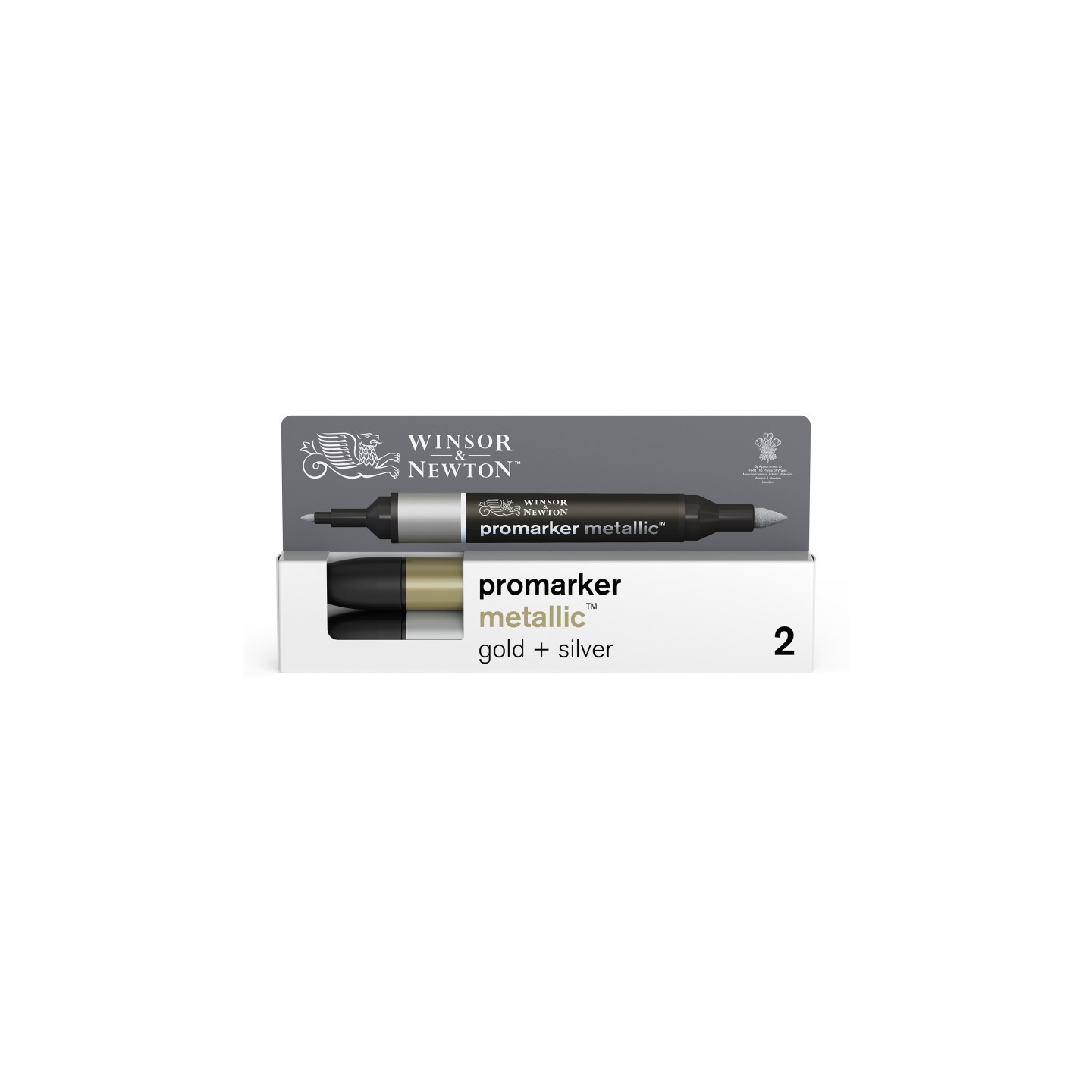 Winsor & Newton Promarker™ Metallic Gold + Silver, Set of 2