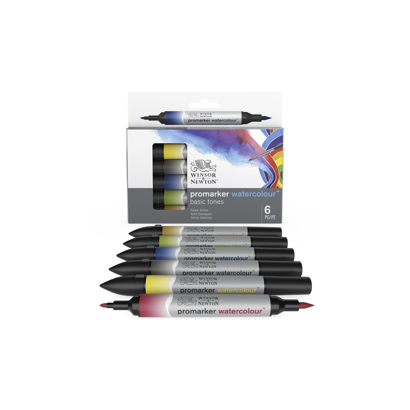 Winsor & Newton Promarker™ Watercolor, Basic Tones, Set of 6