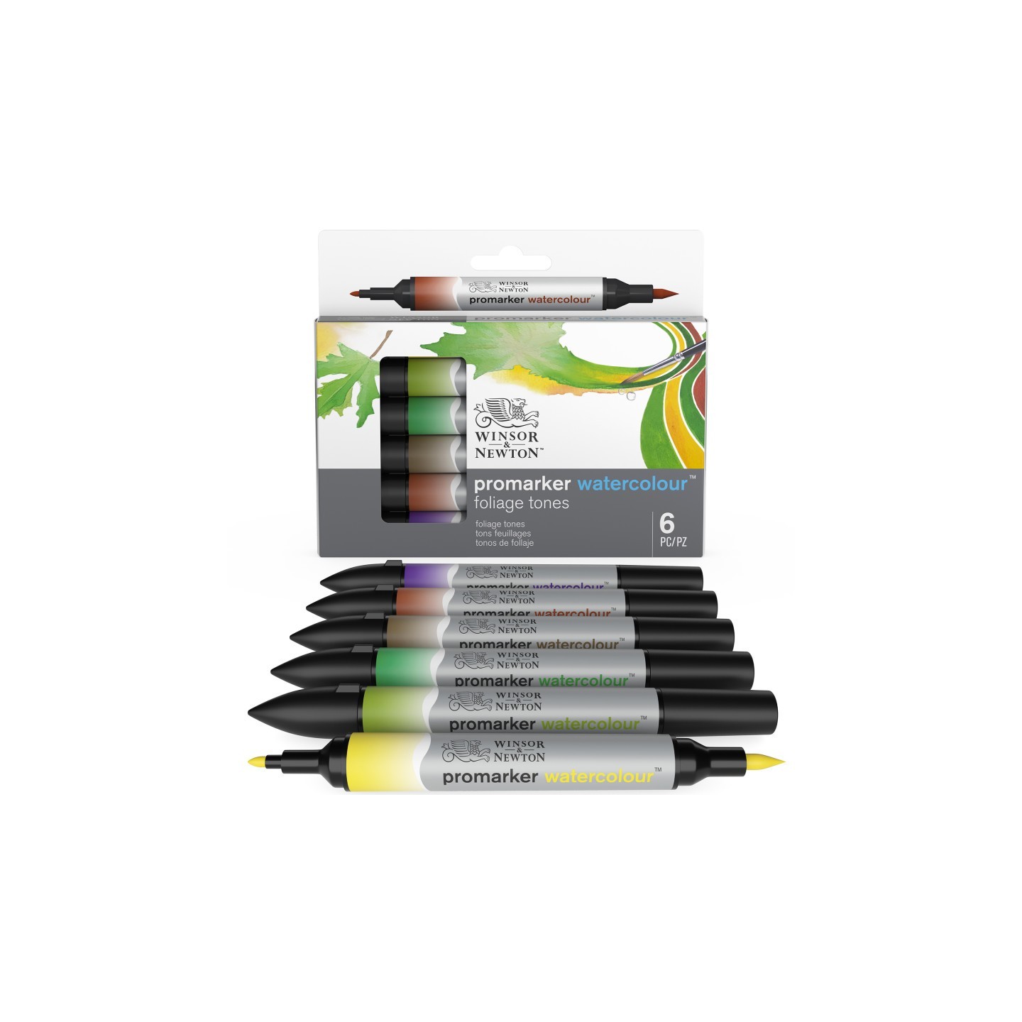 Winsor & Newton Promarker™ Watercolor, Foliage Tones, Set of 6