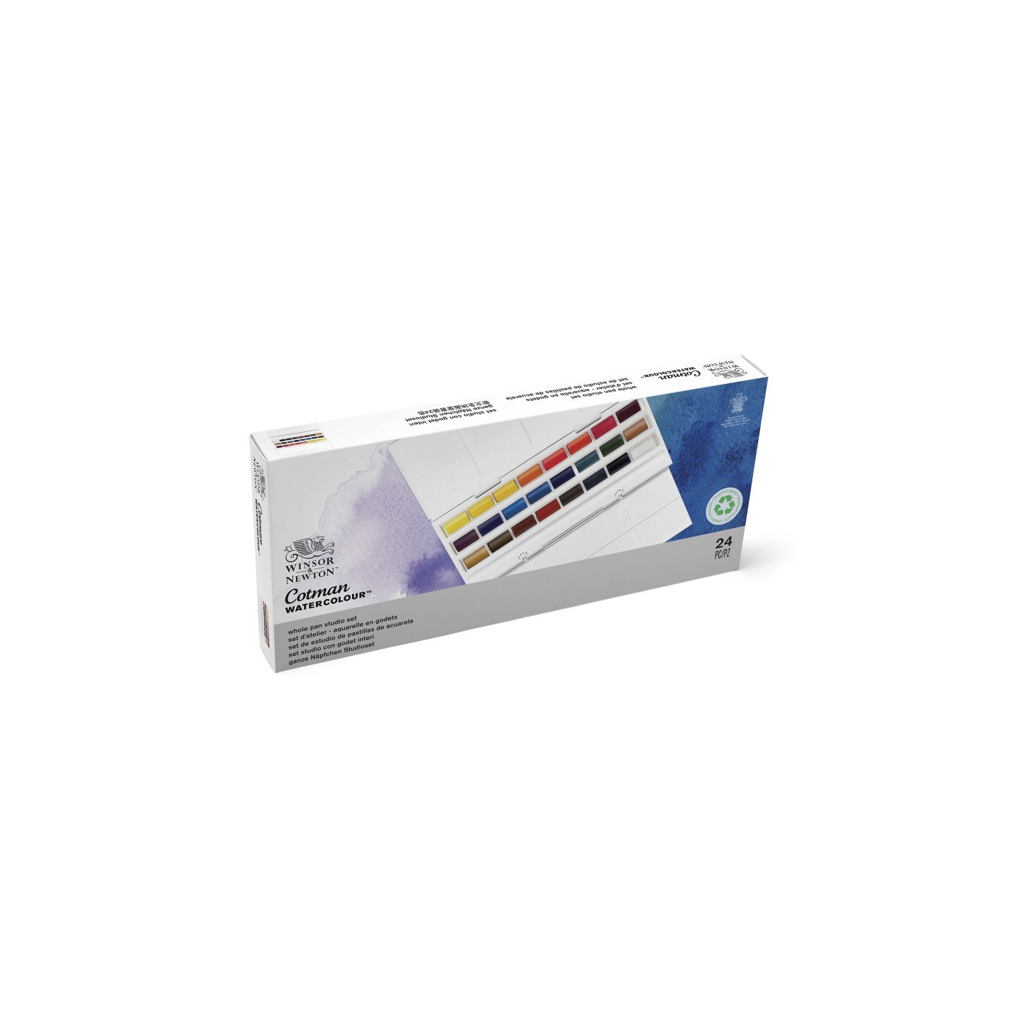 Winsor & Newton Cotman Watercolor Studio Set, 24 Whole Pan Colors