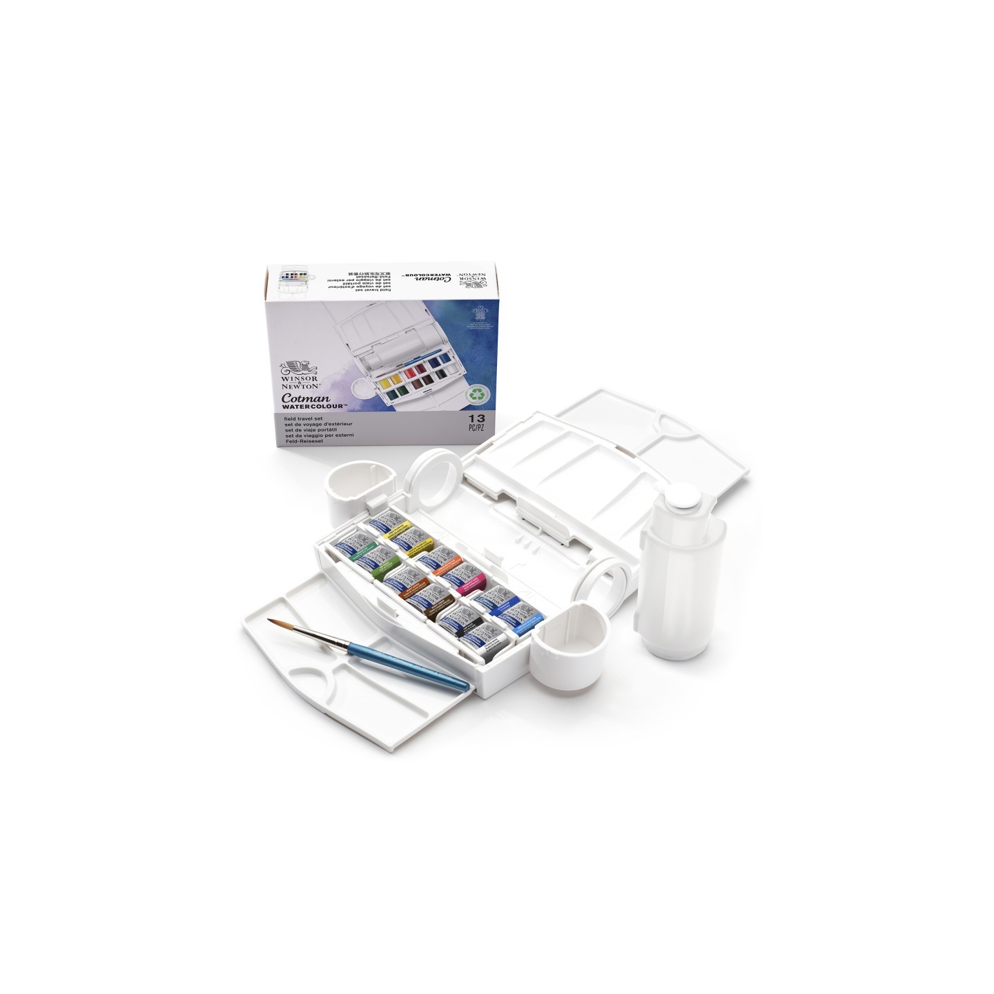 Winsor & Newton Cotman Watercolor Field Travel Set, 12 Colors