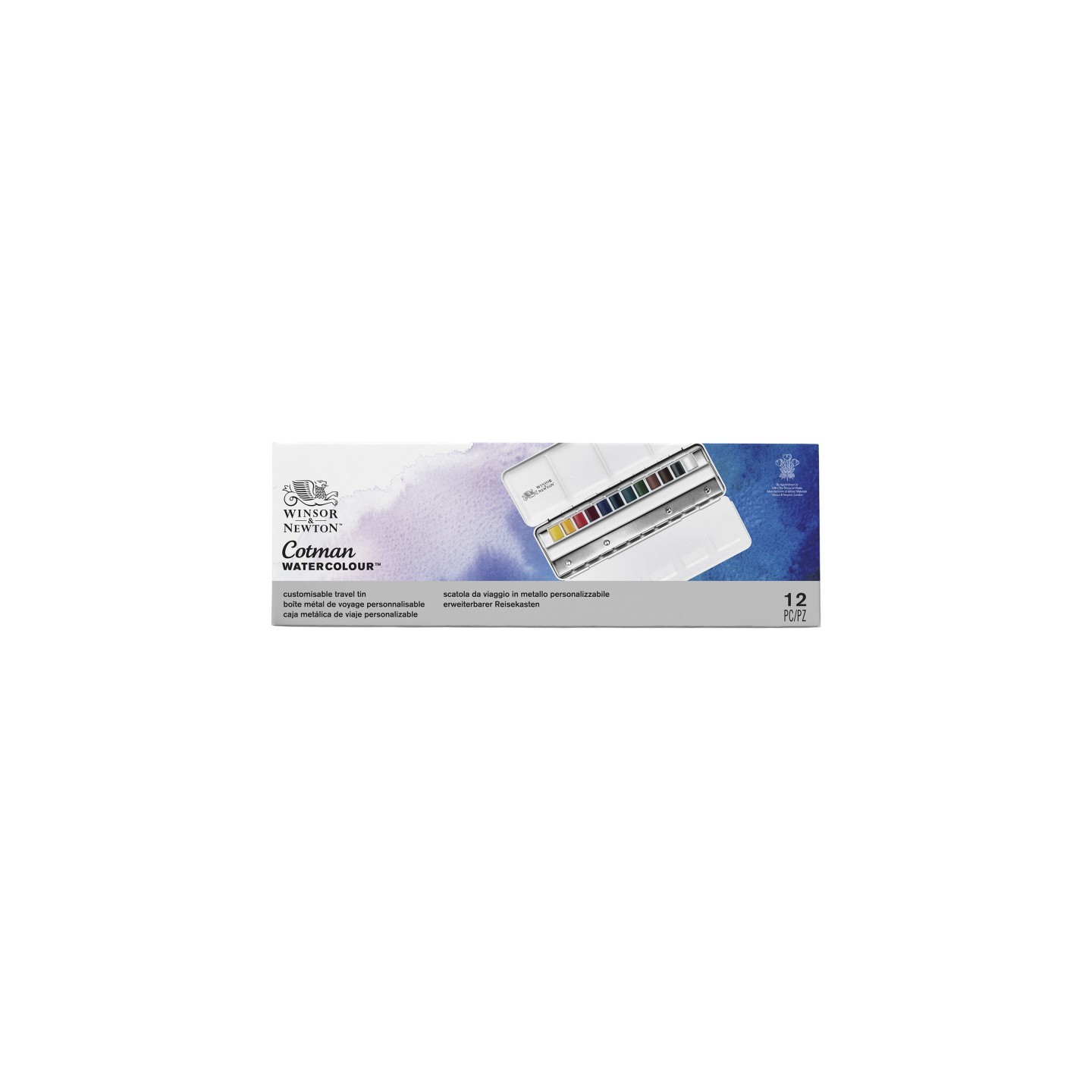 Winsor & Newton Cotman Watercolor Customizable Travel Tin, 12 Colors